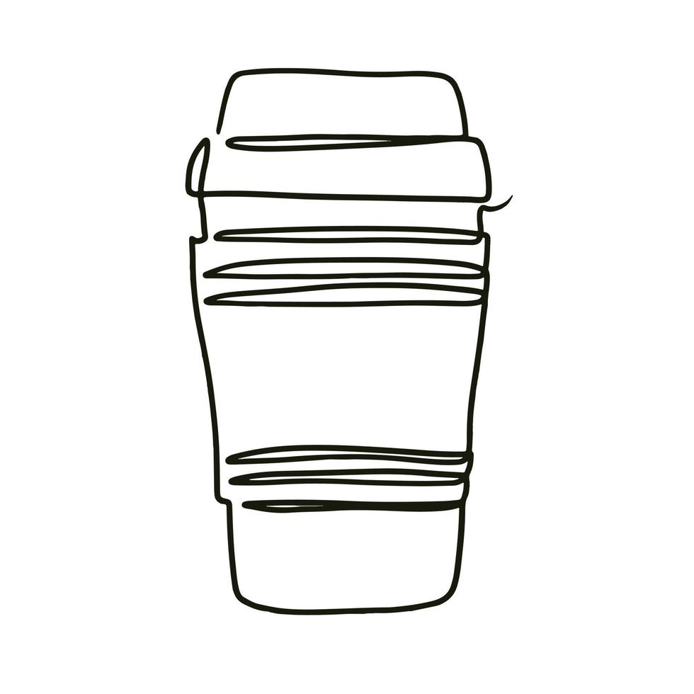 taza de papel de café caliente en estilo de una sola línea. café para ir en dibujo de línea continua. ilustración vectorial vector