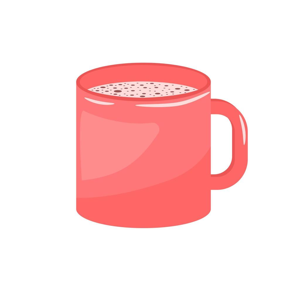 taza roja de café caliente. ilustración vectorial aislado sobre fondo blanco. diseño decorativo para cafetería, afiches, pancartas, tarjetas. vector