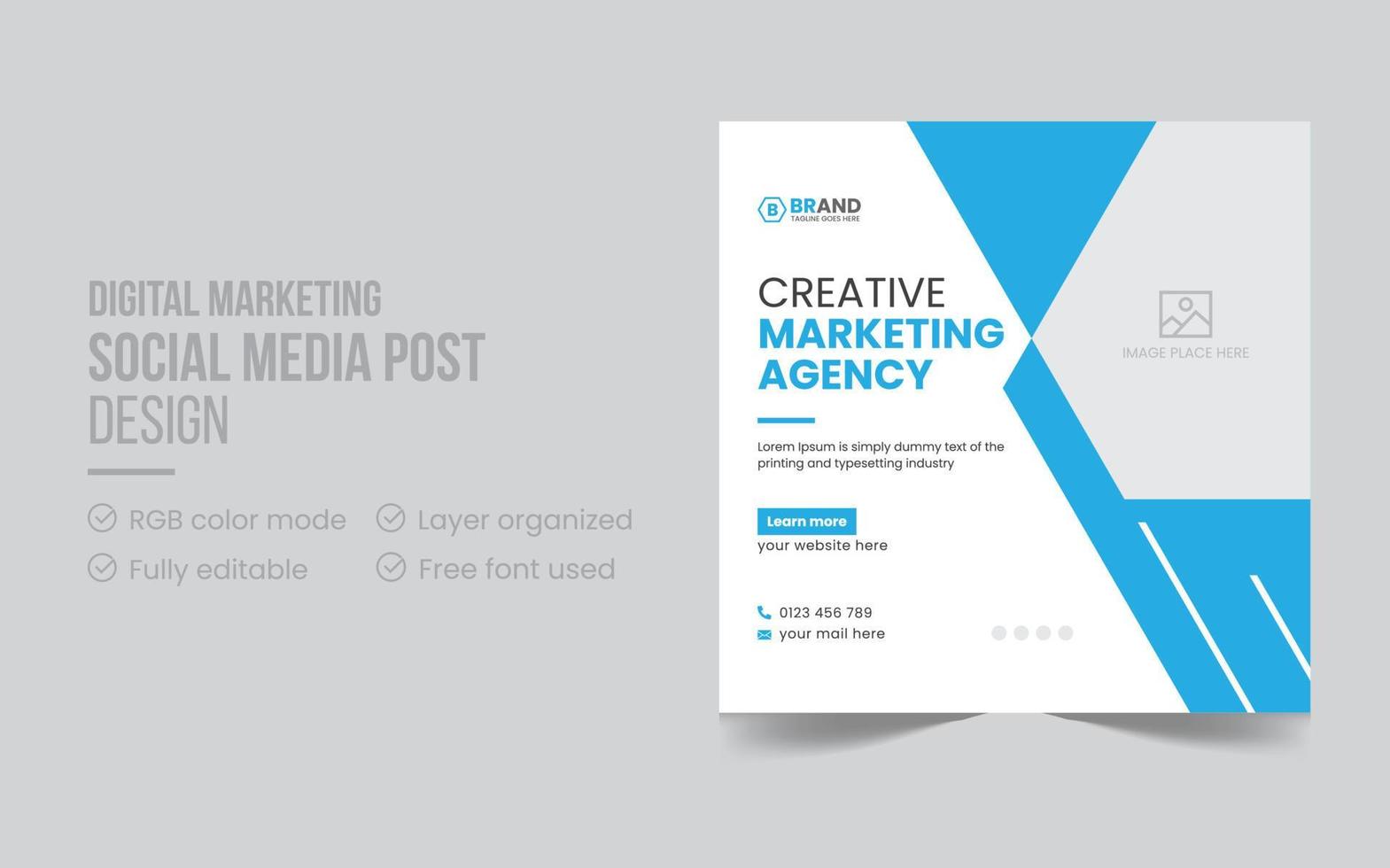Corporate business digital marketing agency social media post design or promotional web banner design template pro download vector