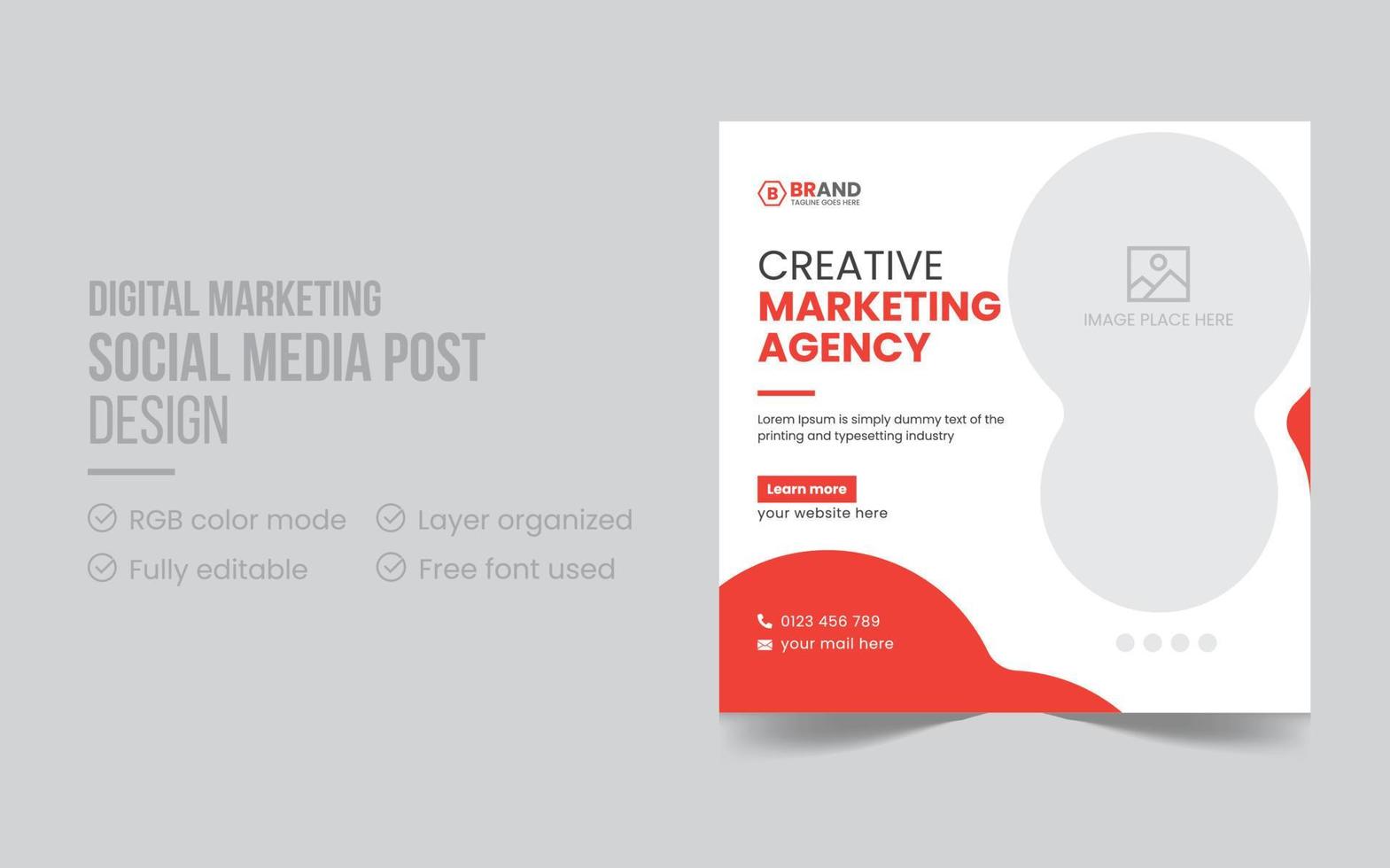 Corporate business digital marketing agency social media post design or promotional web banner design template pro download vector