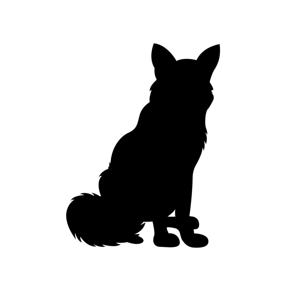 Sitting Fox animal Silhouette Illustration. vector