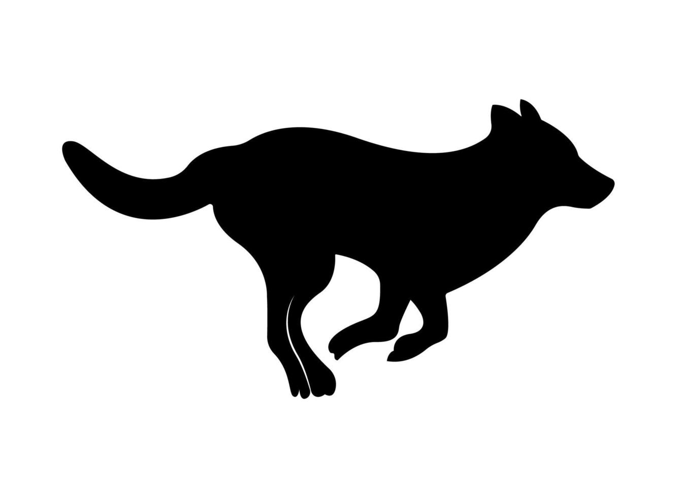 Running dog animal Silhouette Illustration. vector