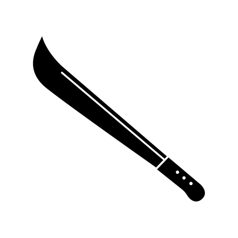 Simple Black Machete Silhouette Illustration On White Background. vector