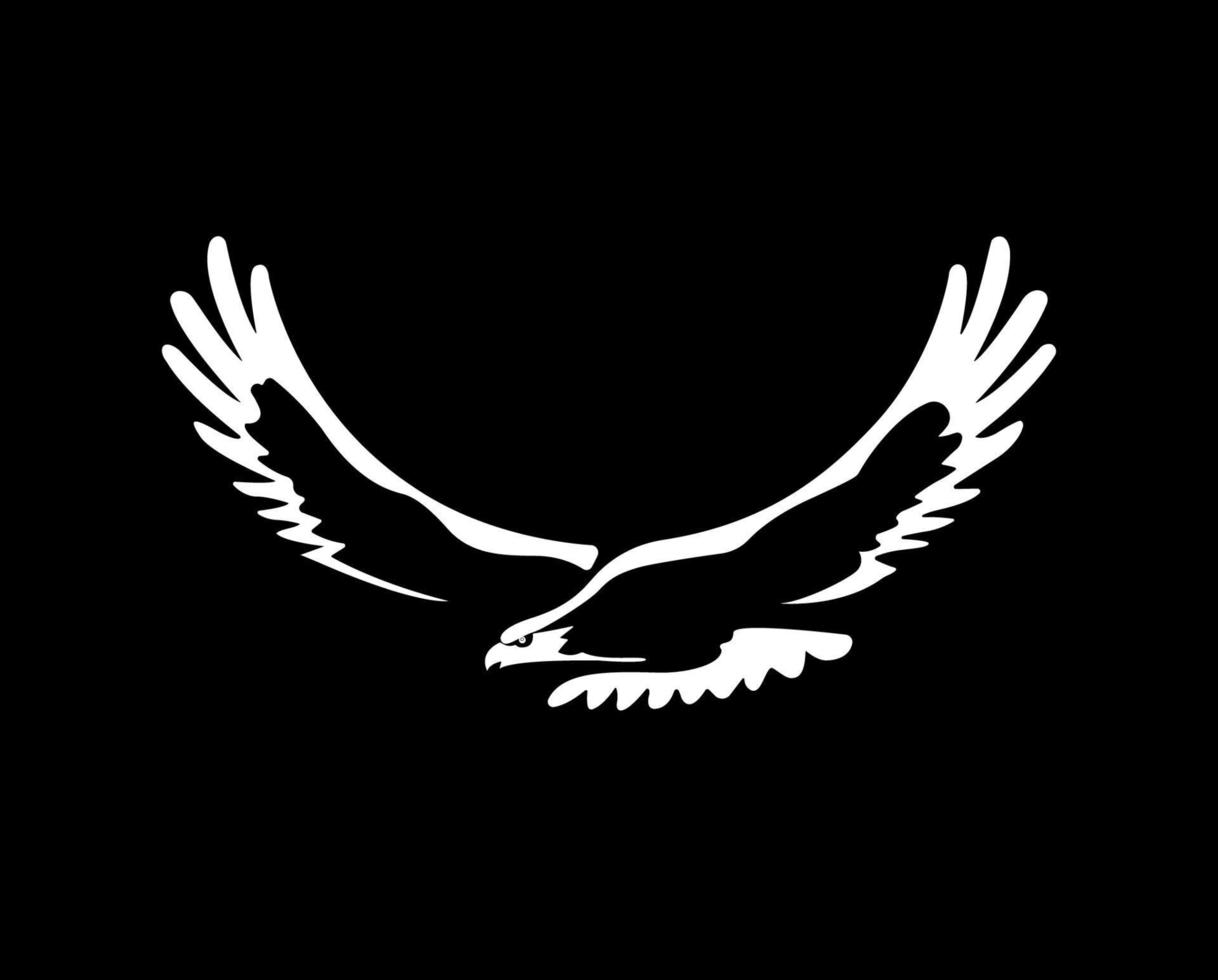 Flaying Eagle Silhouette ,Simple Black and White bird Artwork Illustration. vector