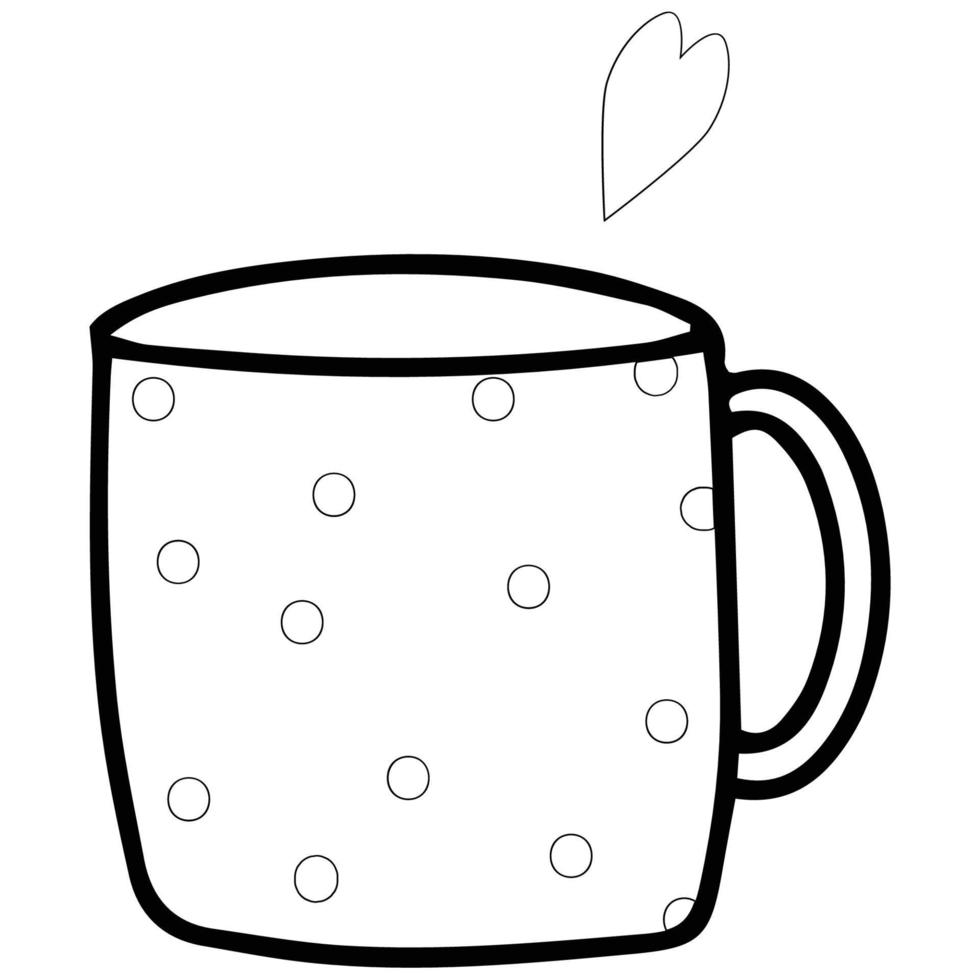 cute pattern tea cup, coffee mug, hand drawn doodle art illustration. vector