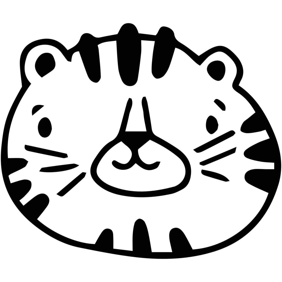 cute tiger face, wildlife animal, cute kitty, cat, kitten illustration. vector