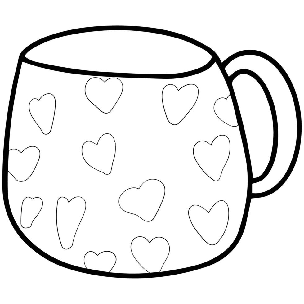 cute pattern tea cup, coffee mug, hand drawn doodle art illustration. vector