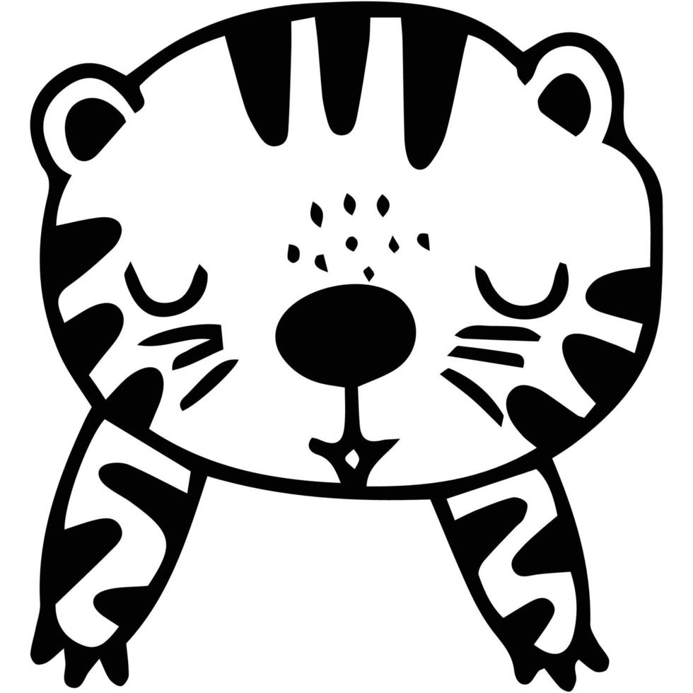 cute tiger face, wildlife animal, cute kitty, cat, kitten illustration. vector