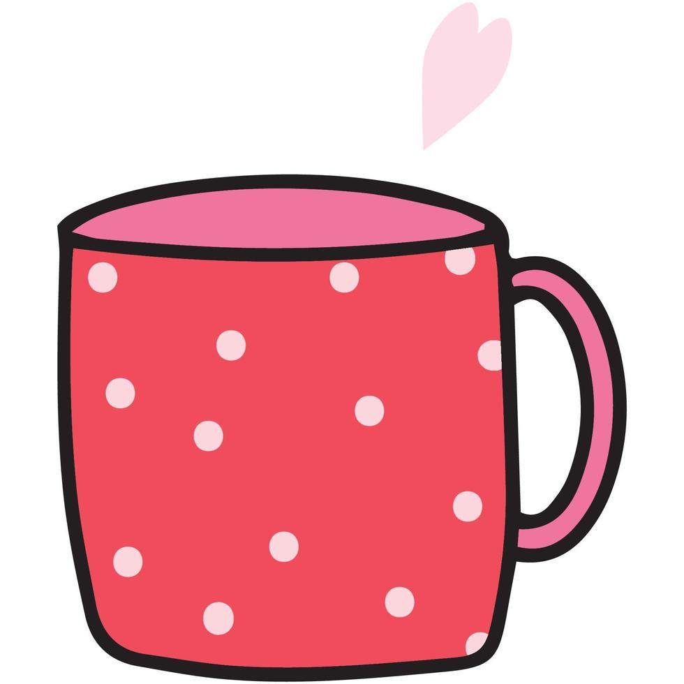 cute pattern tea cup, coffee mug, drink and beverage illustration. vector