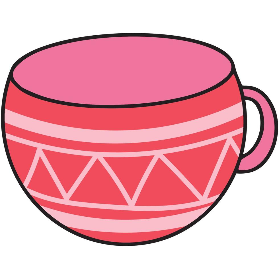 cute pattern tea cup, coffee mug, drink and beverage illustration. vector