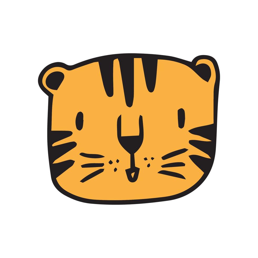 hand drawn cute tiger illustration vector