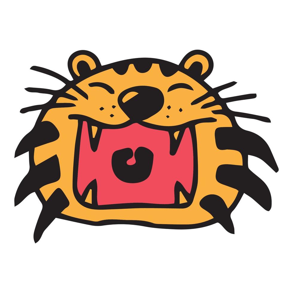 hand drawn cute tiger illustration vector