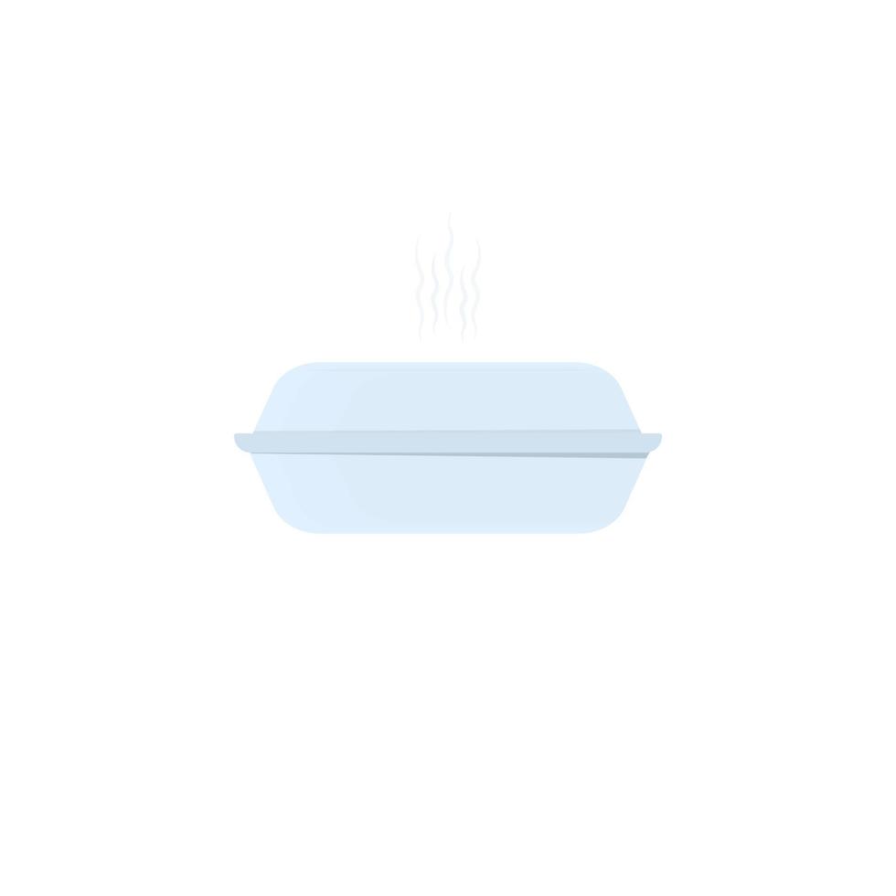 container is an isolated image on a white background. Container for food products. Template for advertising delivery, snacks, food on the plane, Asian cuisine, instant noodles. Vector illustration