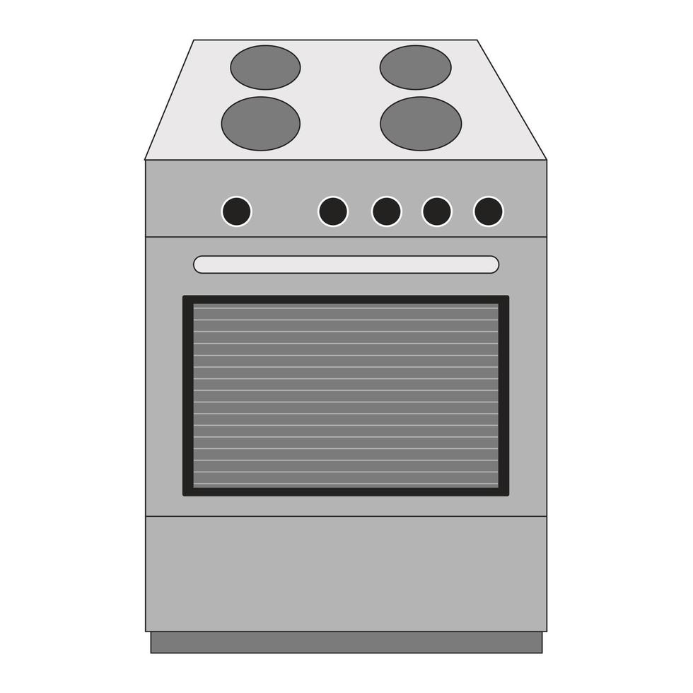 Kitchen electric stove, foreground vector