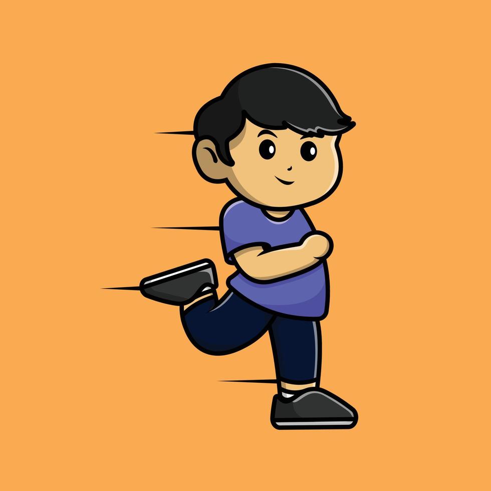 lindo niño corriendo ilustración de icono de vector de dibujos animados. gente deporte icono concepto aislado premium vector.