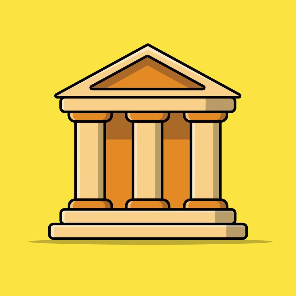 Parthenon Cartoon Vector Icon Illustration. Famous Building Traveling Icon Concept Isolated Premium Vector