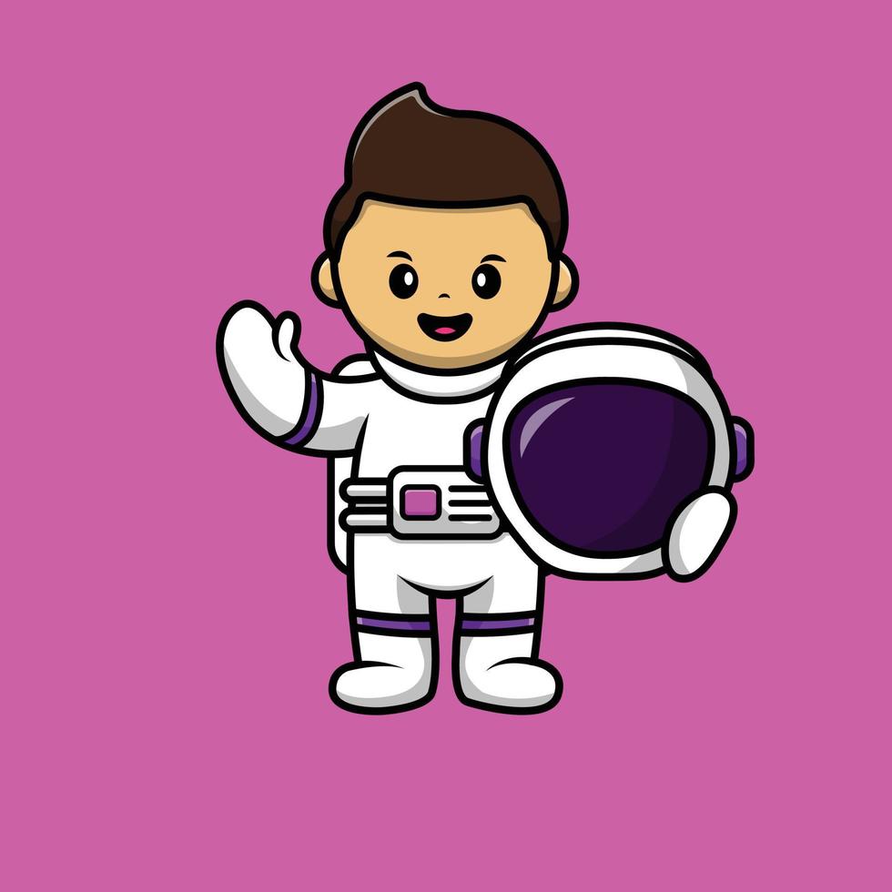 Dibujos animados niño astronauta con casco