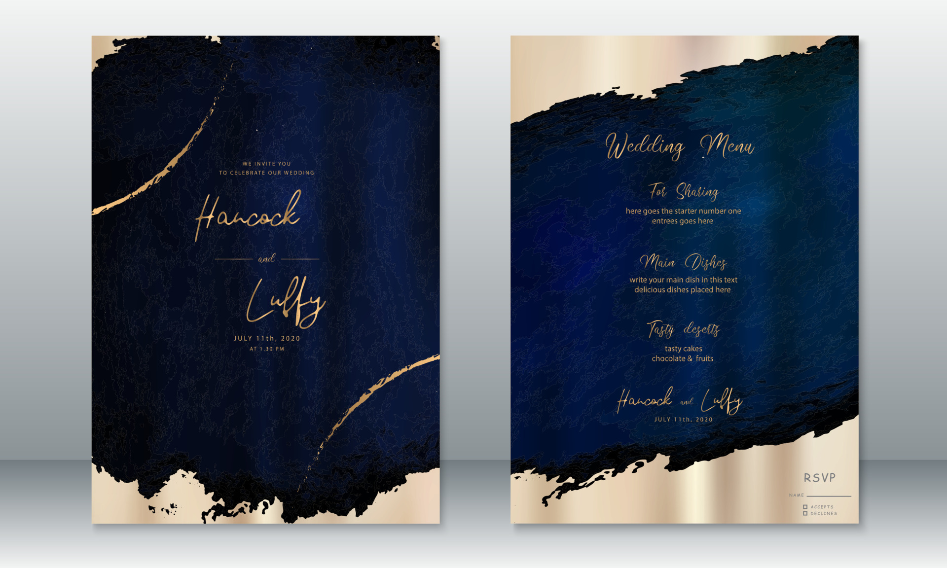 Wedding invitation card dark blue background 7023759 Vector Art at Vecteezy