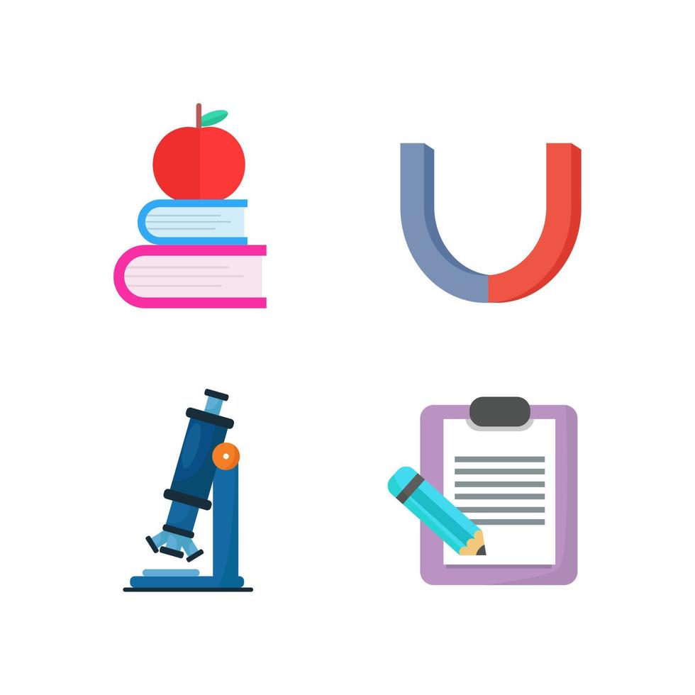 Educational set of school icons in cartoon style vector