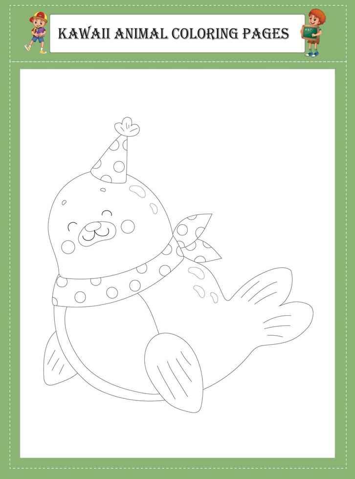 Kawaii Animal Coloring Pages vector