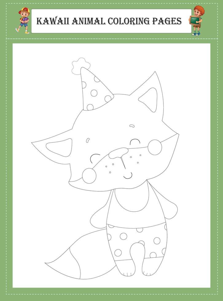 Kawaii Animal Coloring Pages vector