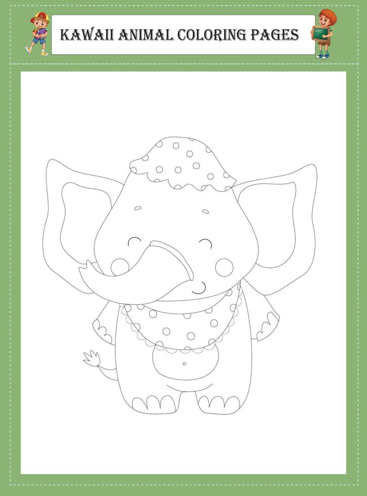 Kawaii Animal Coloring Pages vector