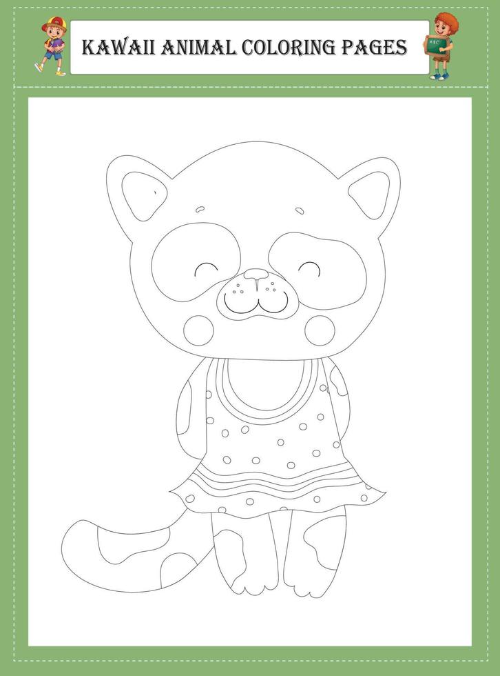 Kawaii Animal Coloring Pages vector