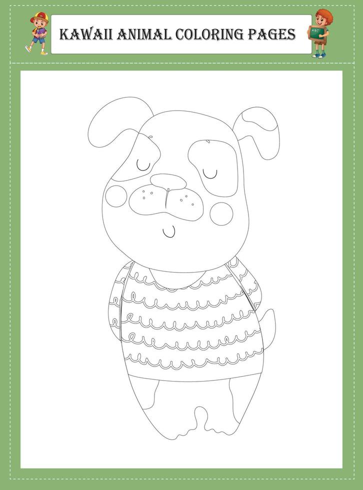 Kawaii Animal Coloring Pages vector