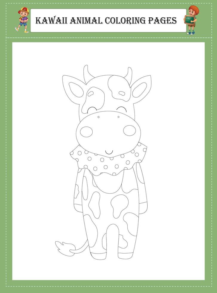 dibujos de animales kawaii para colorear vector