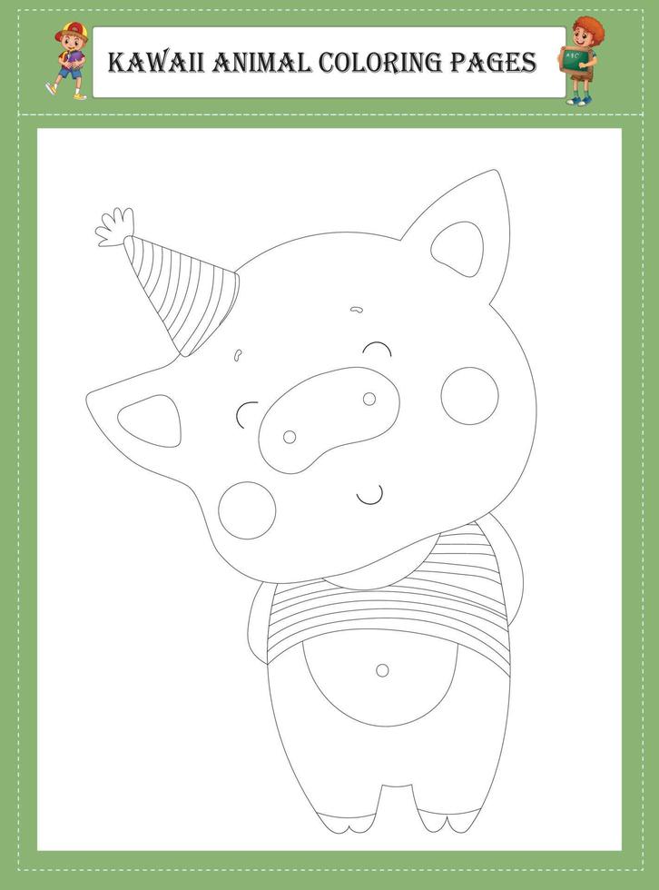 Kawaii Animal Coloring Pages vector