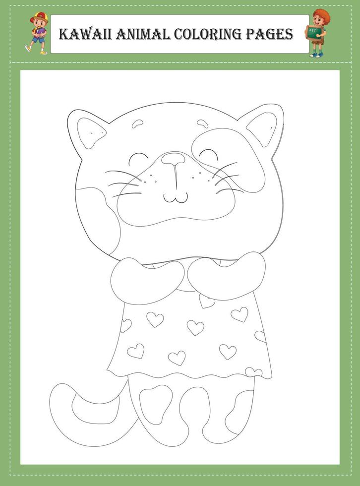 Kawaii Animal Coloring Pages vector