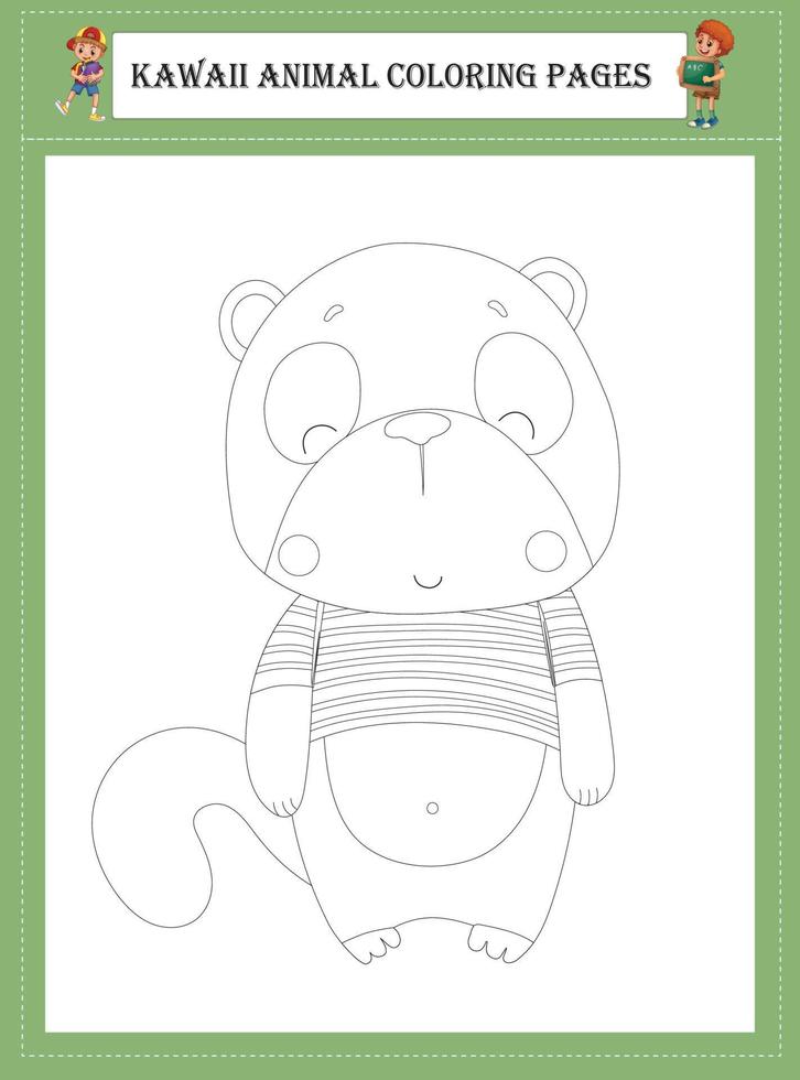 Kawaii Animal Coloring Pages vector