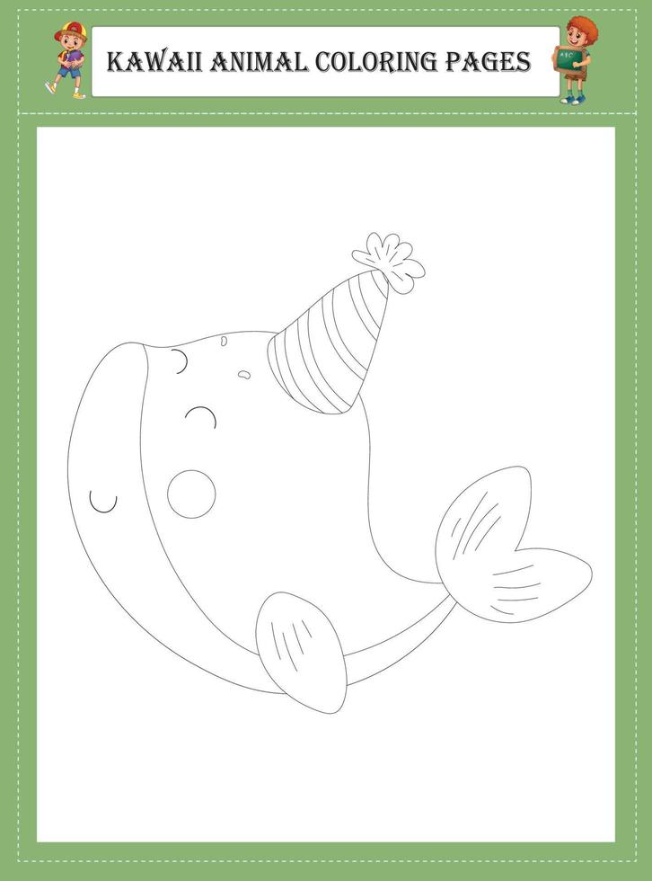 Kawaii Animal Coloring Pages vector