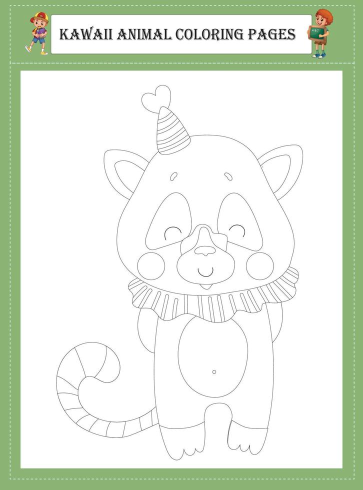 Kawaii Animal Coloring Pages vector