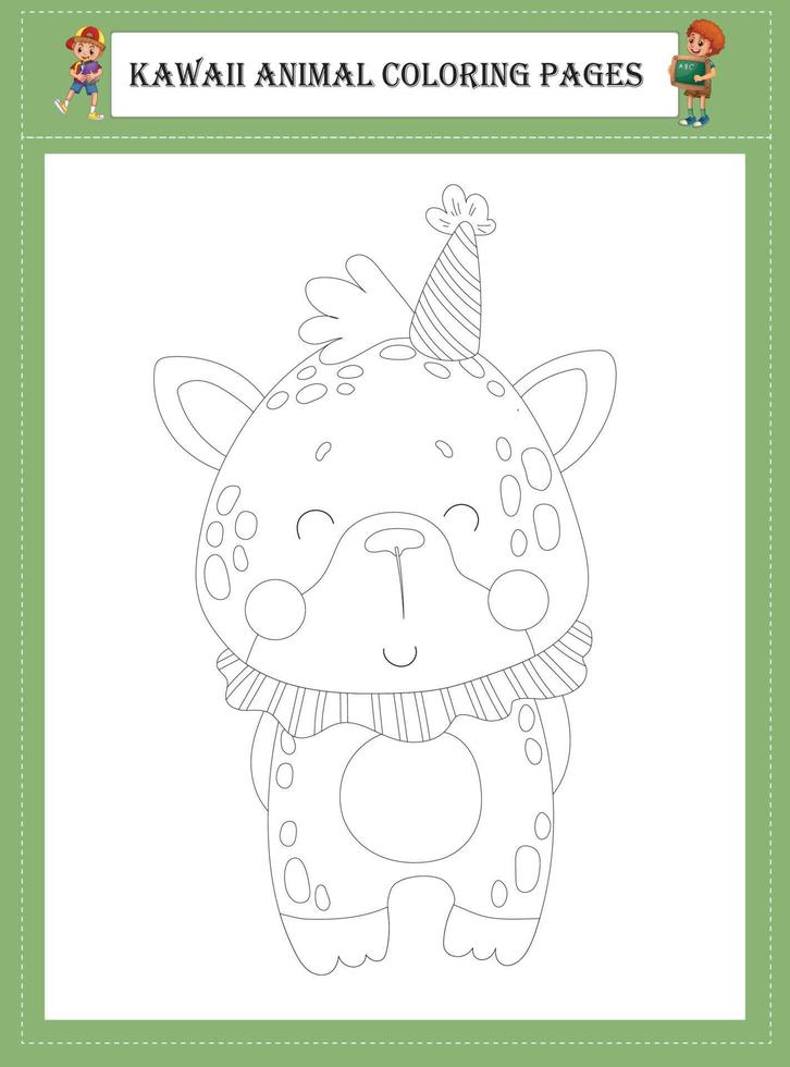 Kawaii Animal Coloring Pages vector