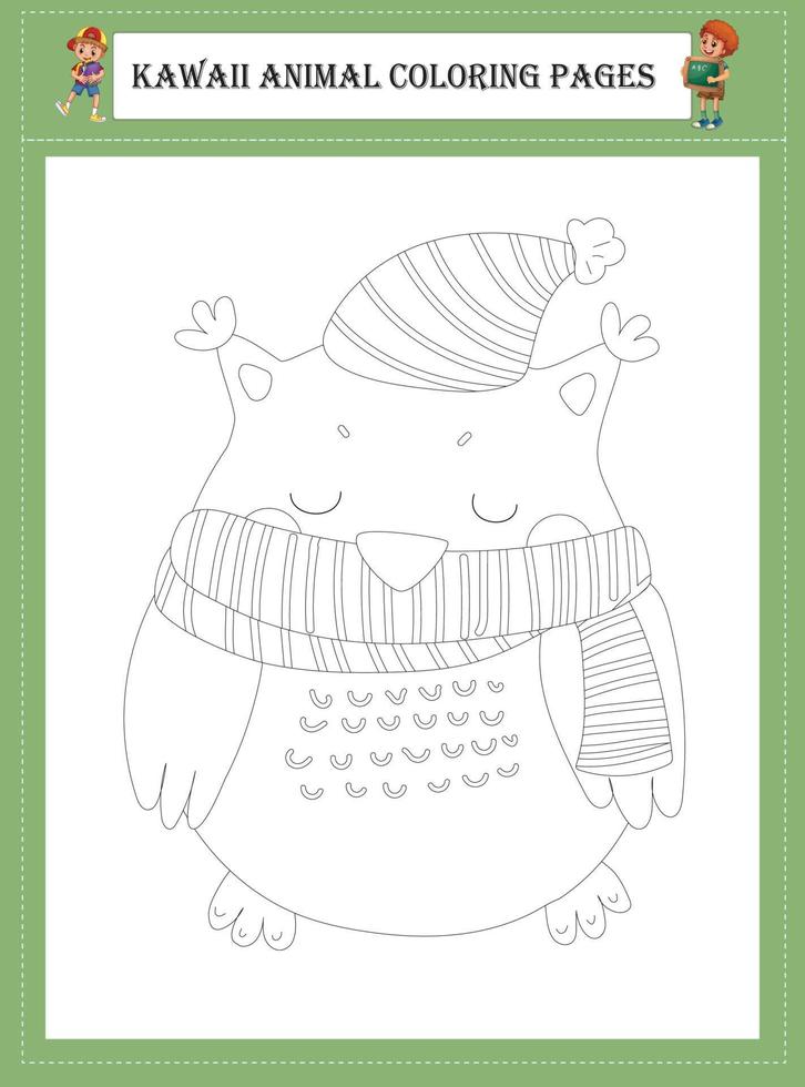 Kawaii Animal Coloring Pages vector