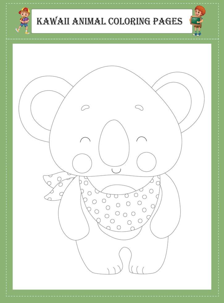 Kawaii Animal Coloring Pages vector