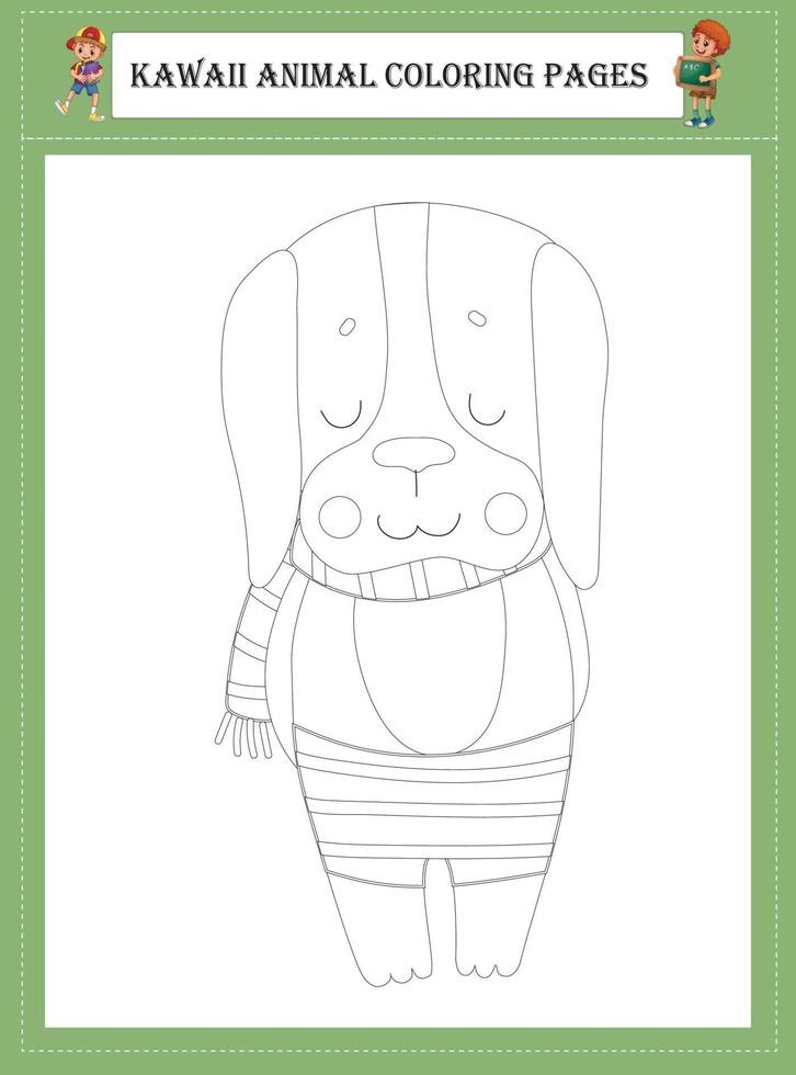 Kawaii Animal Coloring Pages vector