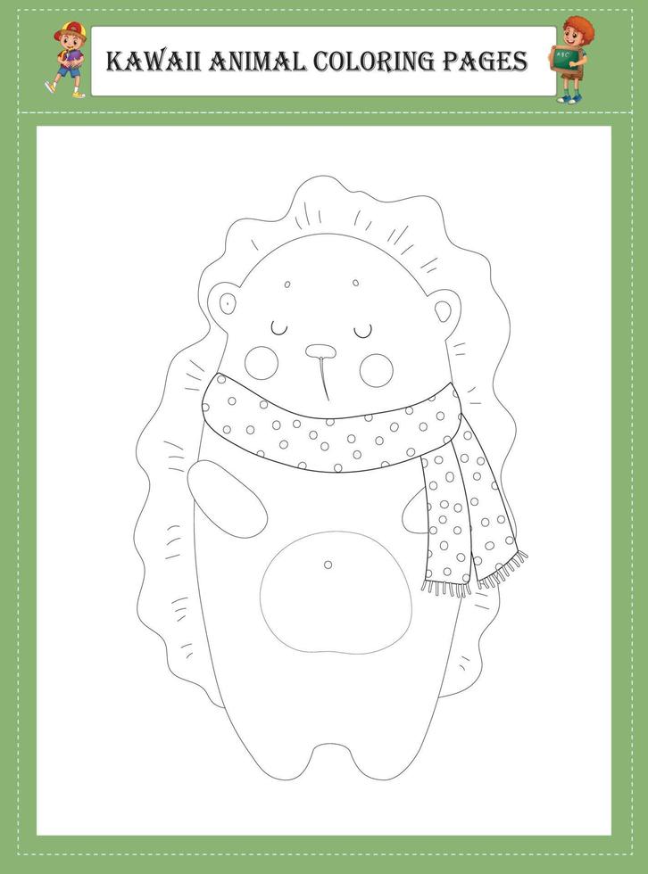 Kawaii Animal Coloring Pages vector