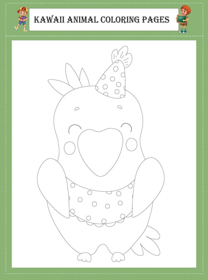 Kawaii Animal Coloring Pages vector