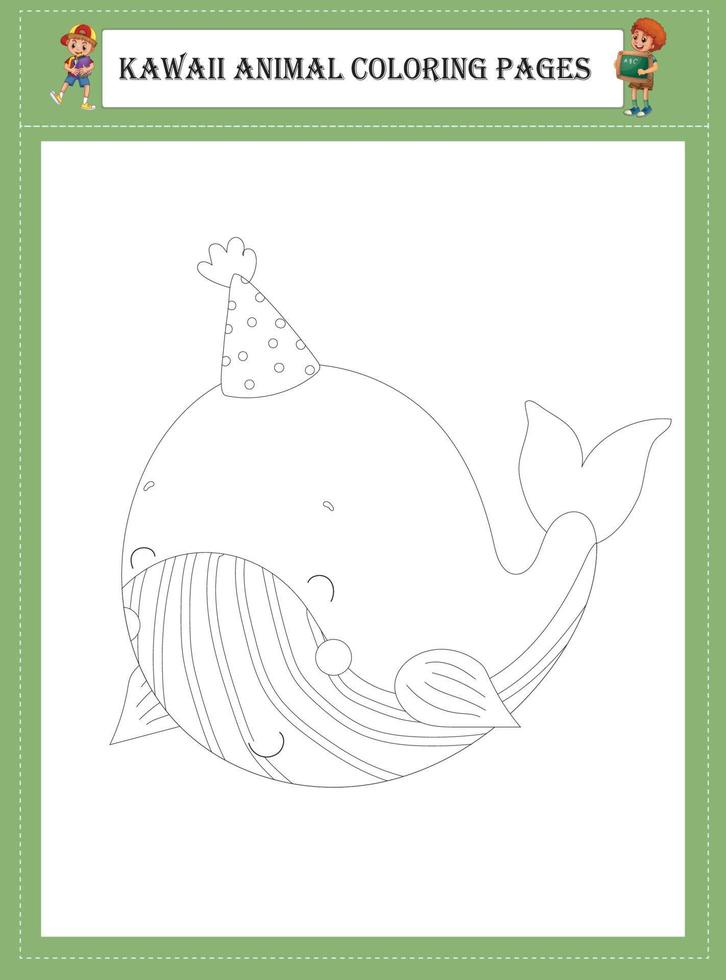 Kawaii Animal Coloring Pages vector