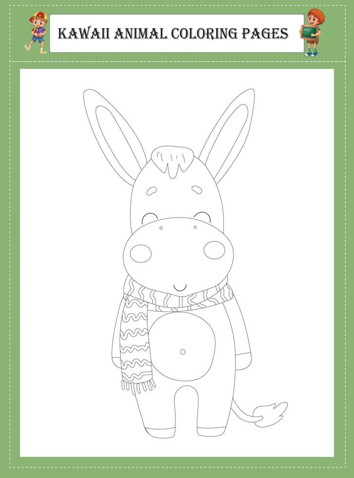 Kawaii Animal Coloring Pages vector