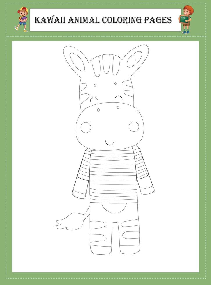 Kawaii Animal Coloring Pages vector