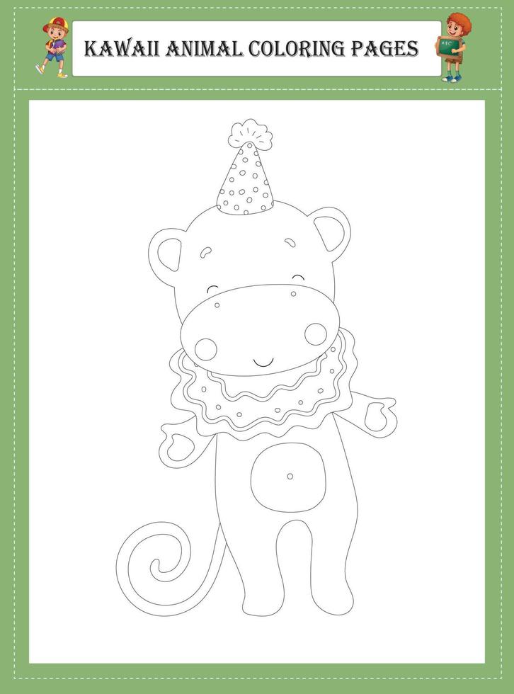 Kawaii Animal Coloring Pages vector