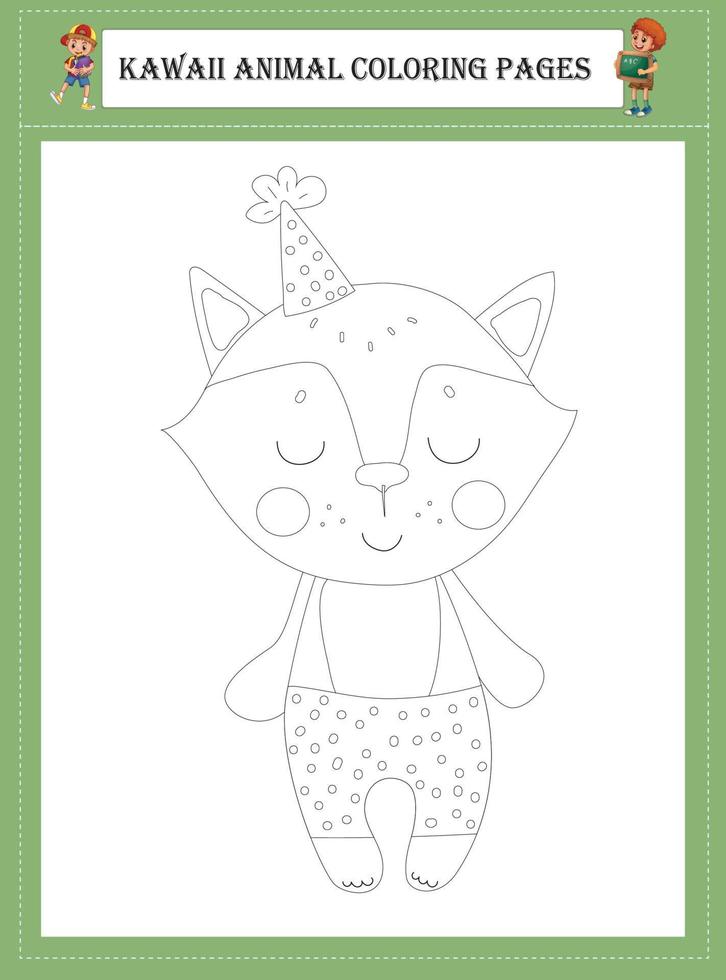 Kawaii Animal Coloring Pages vector