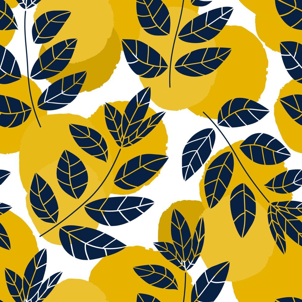 Cute cartoon doodle flower seamless pattern. Background  with plant, leaves. Wrapping  paper, textile. vector