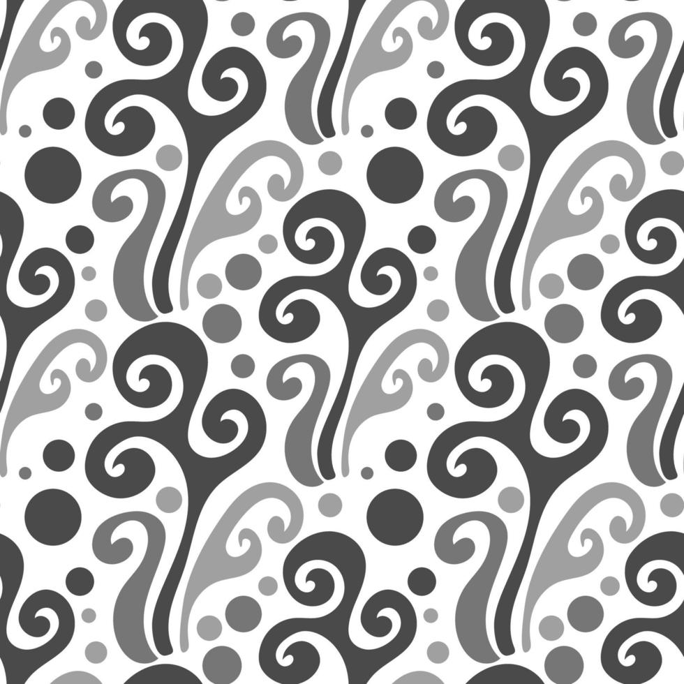 Colorful abstract seamless pattern with organic shapes, floral curls, leaves. vector