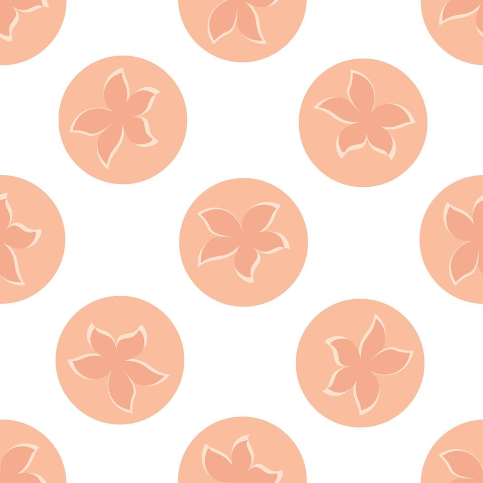 Abstract seamless pattern with flowers in the circles on white background. vector