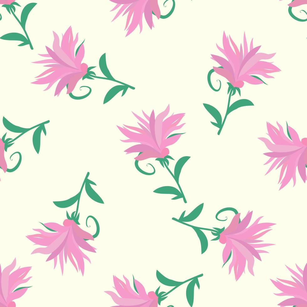 Colorful seamless pattern with cute flowers, floral background. vector