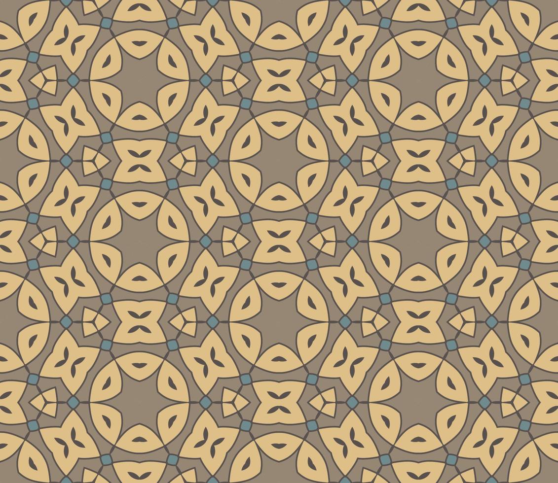 Abstract colorful doodle geometric flower seamless pattern. Floral background. Kaleidoscope mosaic, geo tile of thin line ornament. vector